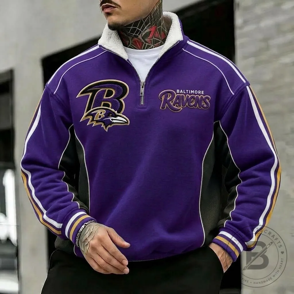 Men's Fleece Jacket with Quarter-Zip from Baltimore Ravens