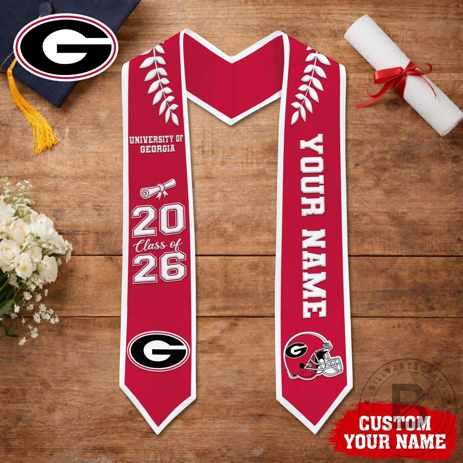 University of Georgia Bulldogs Personalized Graduation Stole Class of 2026