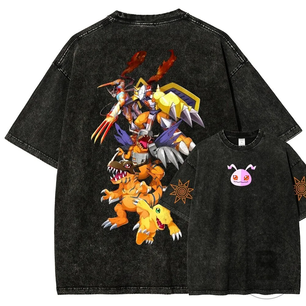 Digimon Adventure Agumon Gabumon Patamon Anime Washed T-Shirt