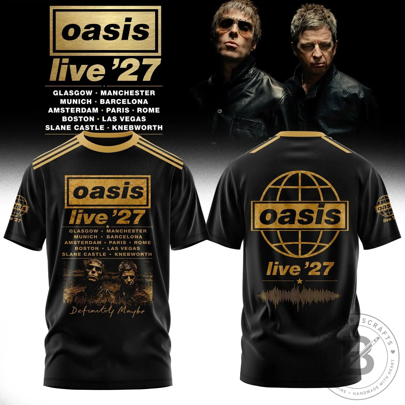 Oasis Live 27 Tour Definitely Maybe Band Music T-Shirt
