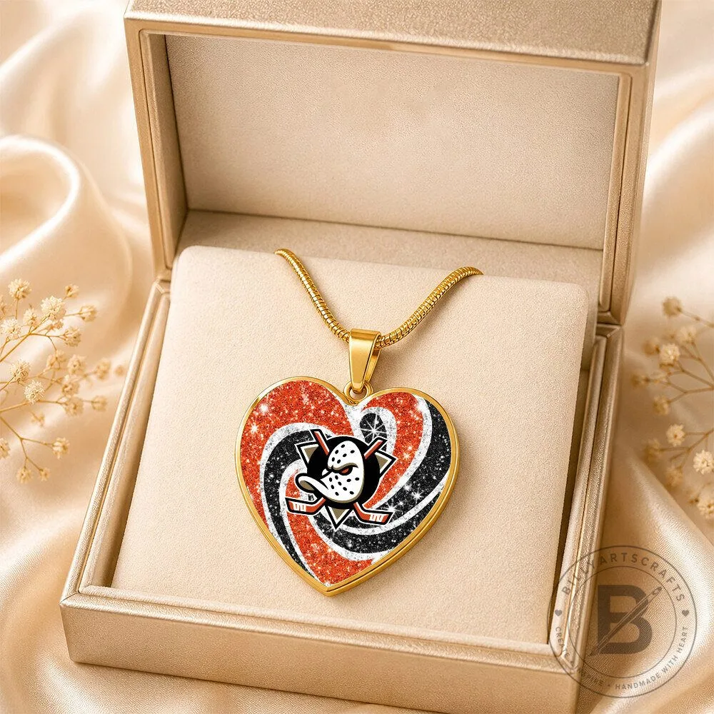 Anaheim Ducks National Hockey League Heart Pendant Necklace 1 Anaheim Ducks National Hockey League Heart Pendant Necklace