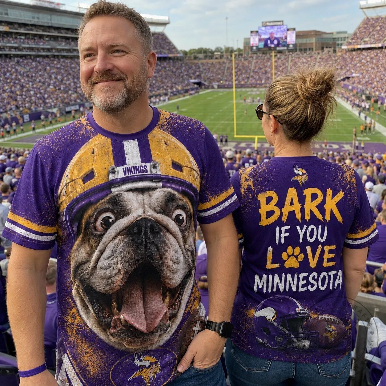 Minnesota Vikings Football Bulldog Funny Graphic T-Shirt