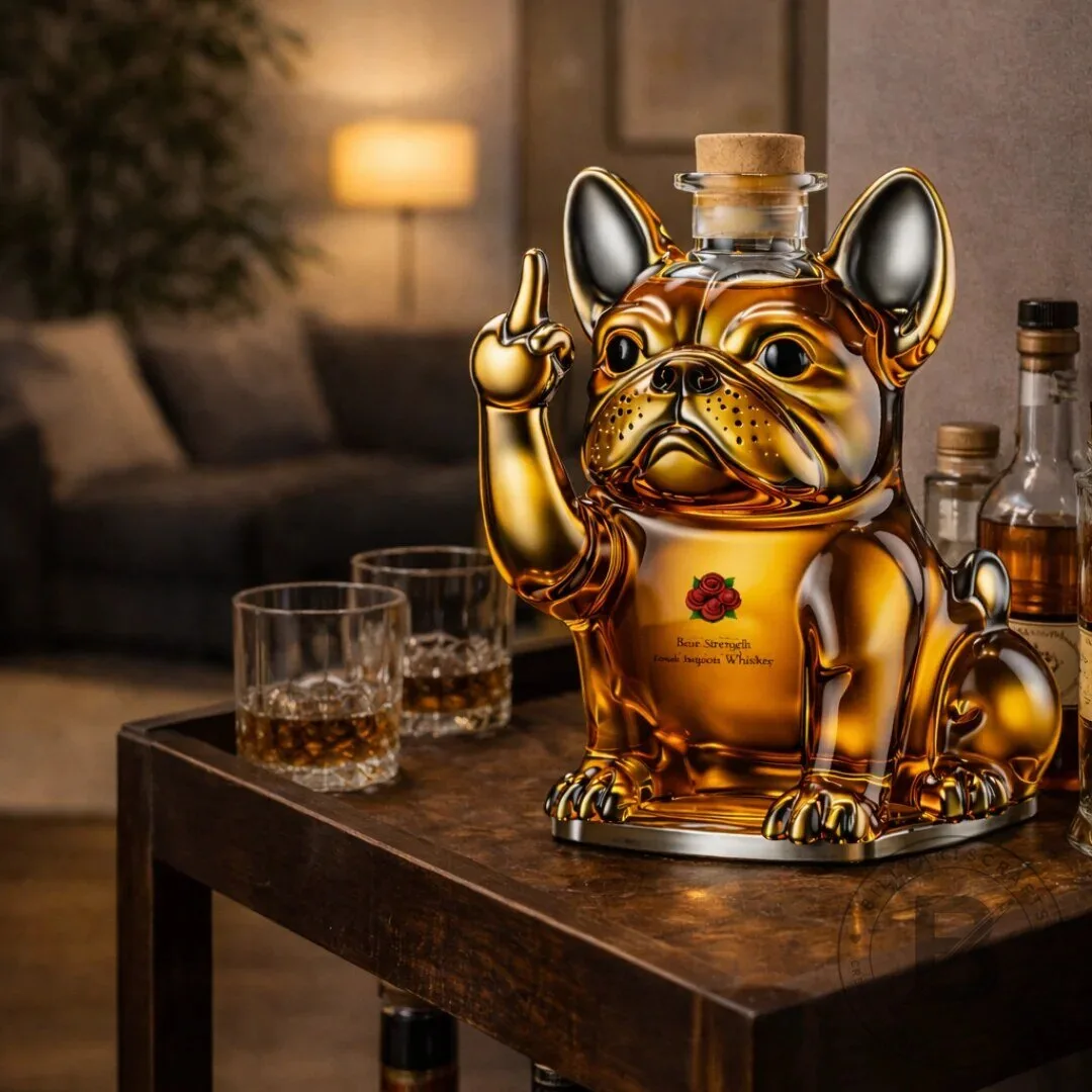 French Bulldog Middle Finger Whiskey Decanter Bottle 10 French Bulldog Middle Finger Whiskey Decanter Bottle