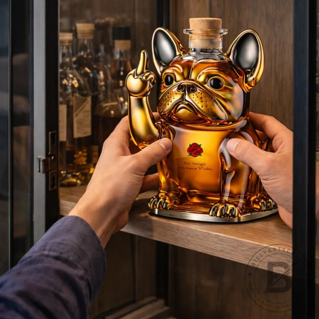 French Bulldog Middle Finger Whiskey Decanter Bottle 11 French Bulldog Middle Finger Whiskey Decanter Bottle