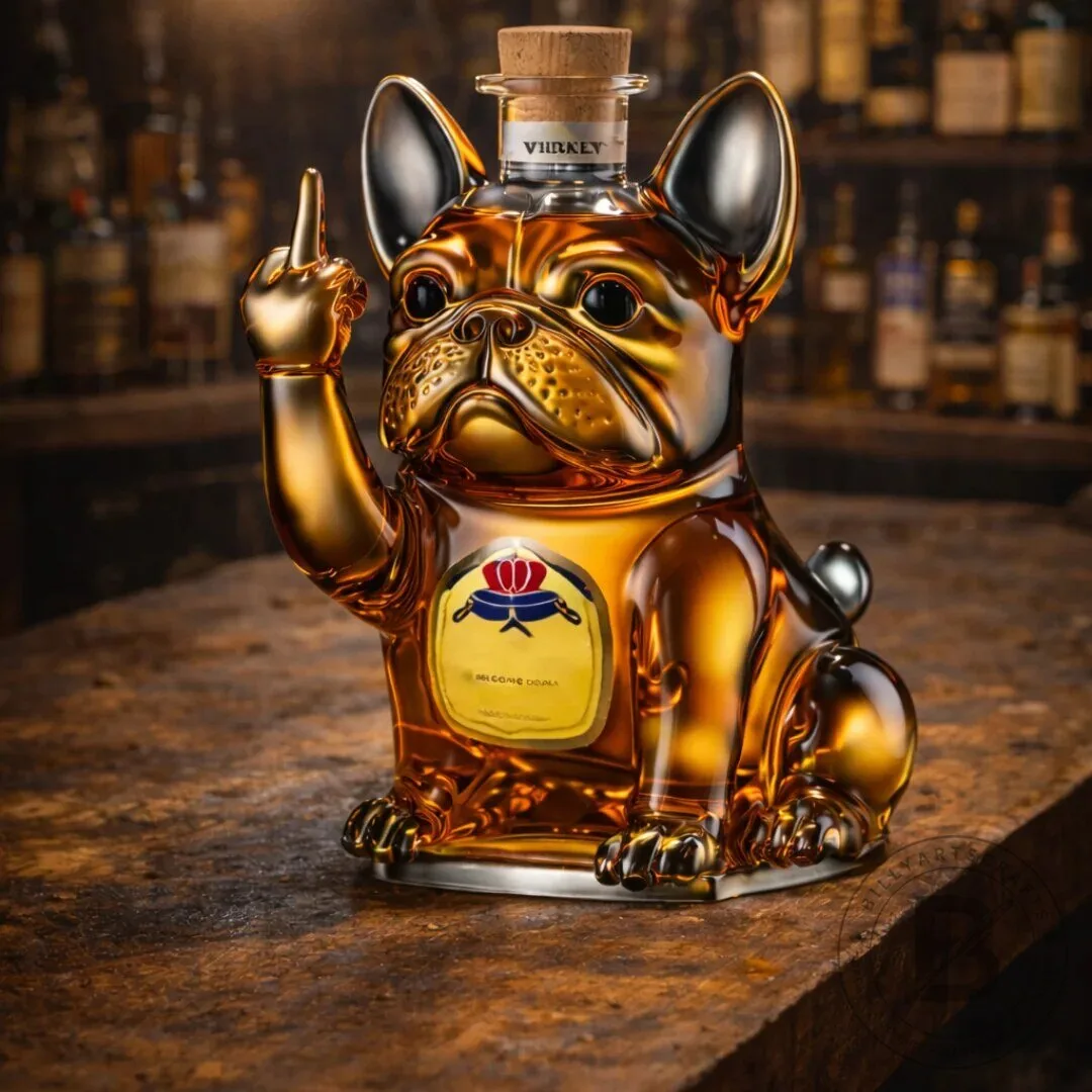 French Bulldog Middle Finger Whiskey Decanter Bottle 13 French Bulldog Middle Finger Whiskey Decanter Bottle