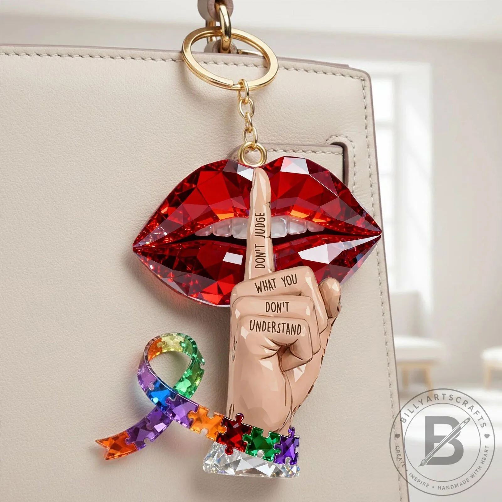 Autism Awareness Don't Judge What You Don't Understand Keychain