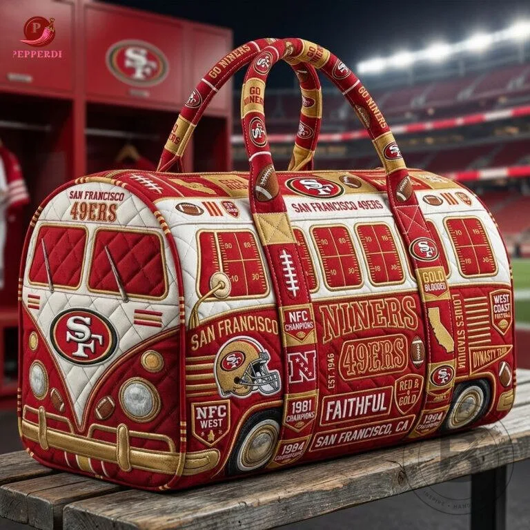 San Francisco 49ers Volkswagen Bus Style Quilted Duffle Bag 5 San Francisco 49ers Volkswagen Bus Style Quilted Duffle Bag