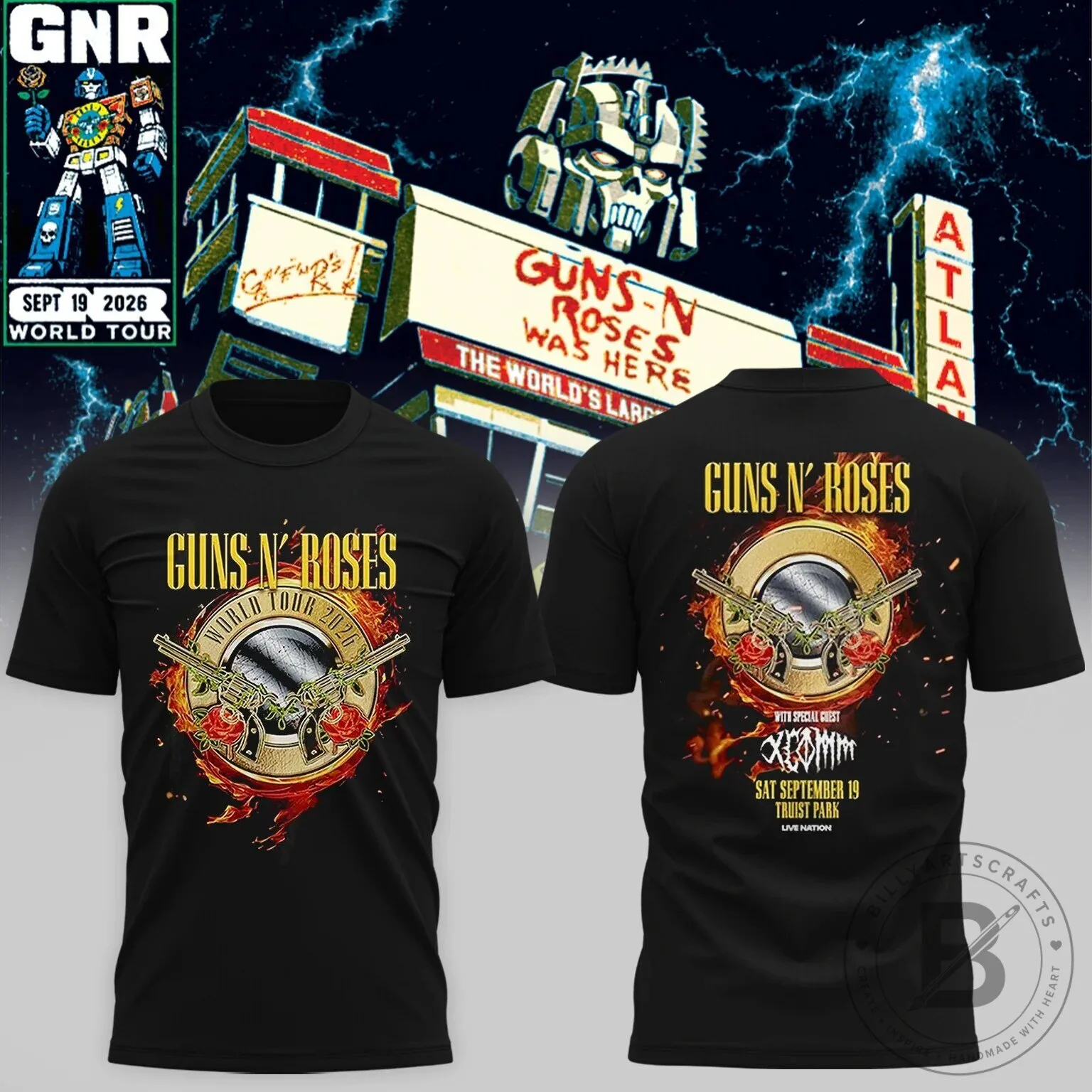 Guns N' Roses World Tour 2026 Truist Park Concert Black Graphic T-Shirt