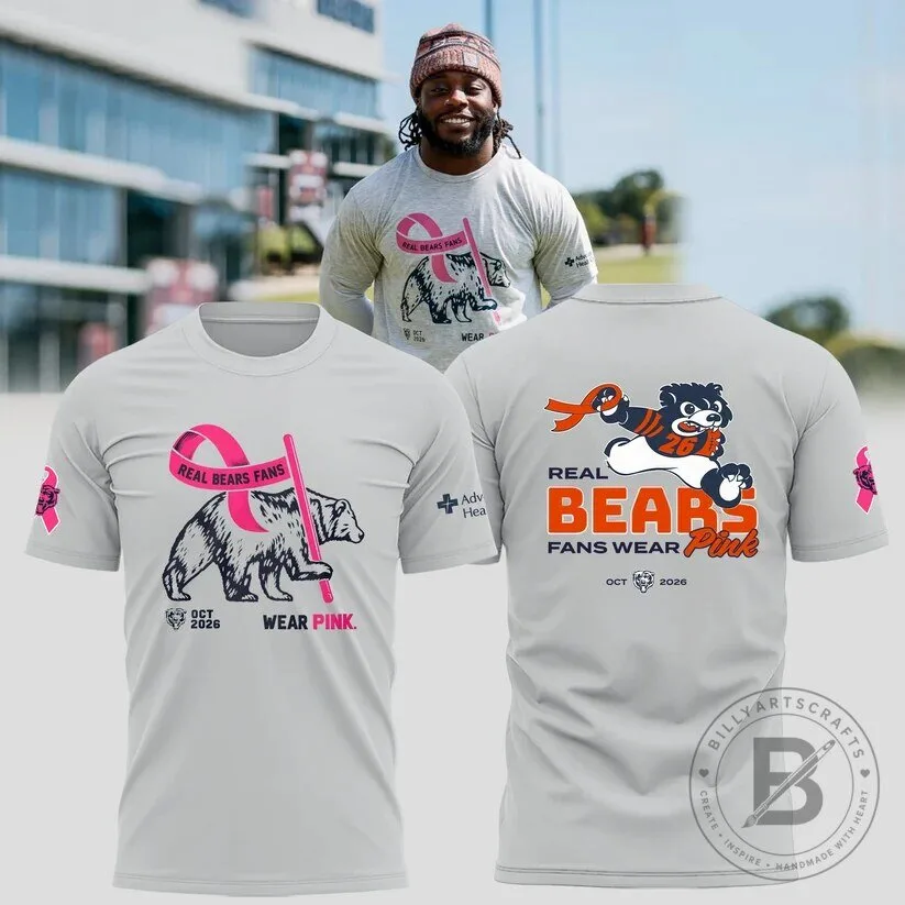 October 2026 Breast Cancer Awareness T-Shirt for Real Fans of Chicago Bears in Pink