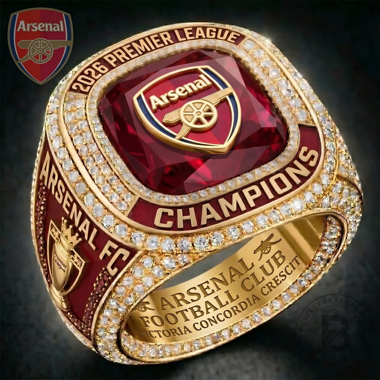 Arsenal Football Club 2026 Premier League Champions Gold Ring