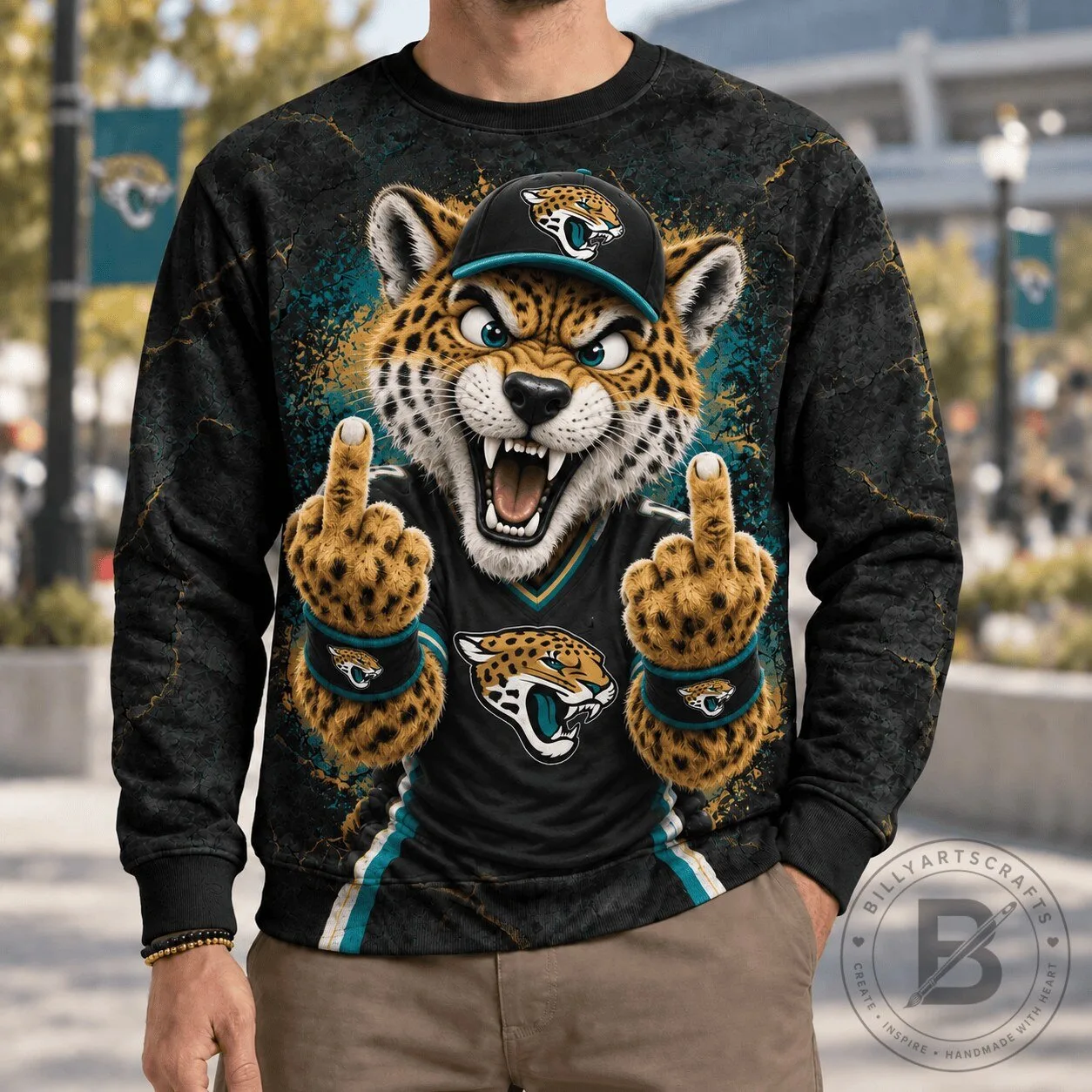 Jacksonville Jaguars Mascot Hand Sign Funny Football Fan Sweatshirt