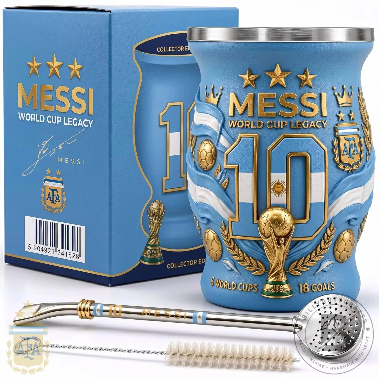 Lionel Messi Argentina World Cup Legacy Yerba Mate Cup Set