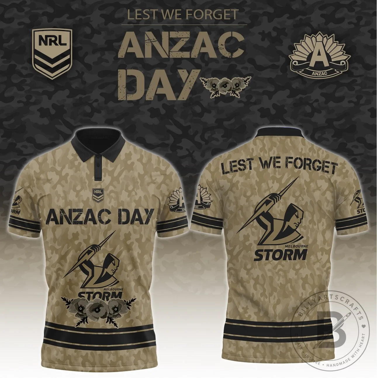 _ Melbourne Storm x Anzac Day “Never Forget History” Polo Limited Edition