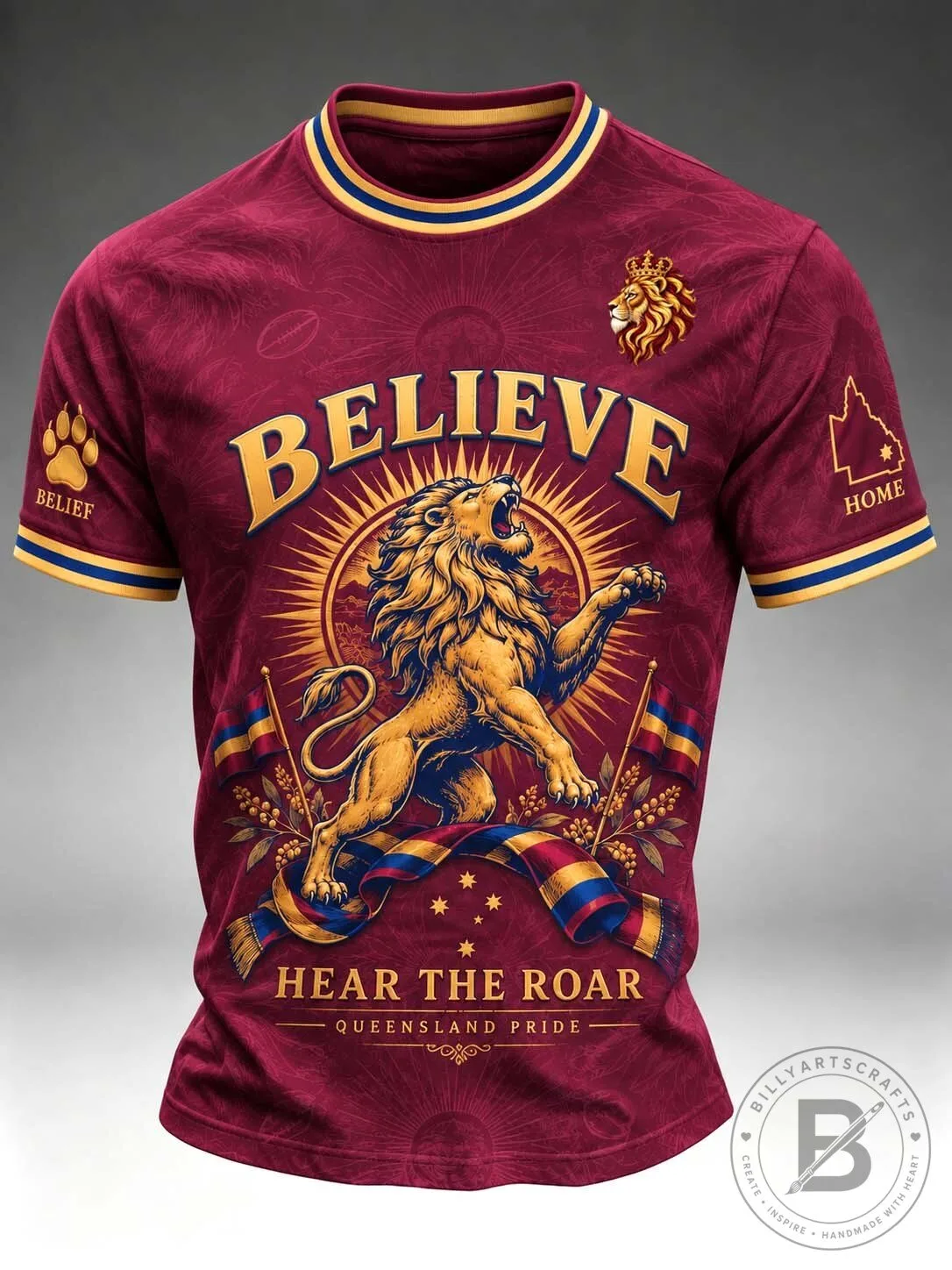 Queensland Pride Rugby Lion Believe Hear The Roar Short-Sleeve T-Shirt