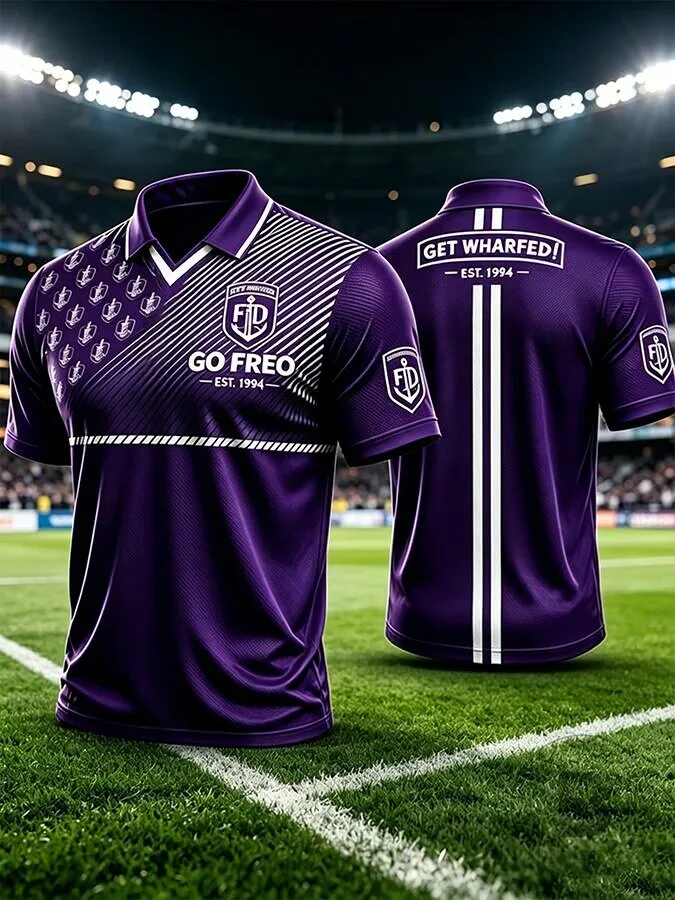 Fremantle Dockers Football Club Purple Rugby Style Polo Shirt