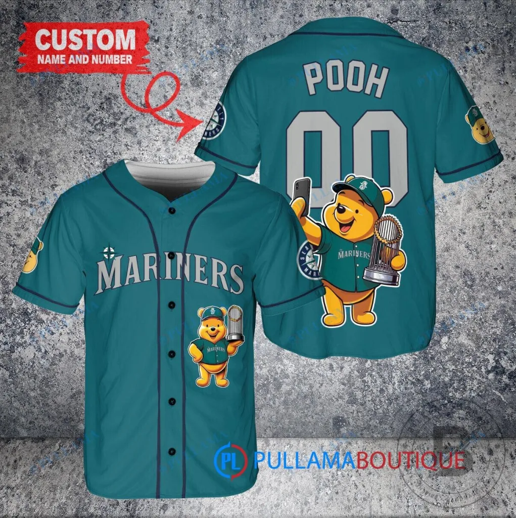 Seattle Mariners Baseball Winnie the Pooh World Series Champions Baseball Jersey