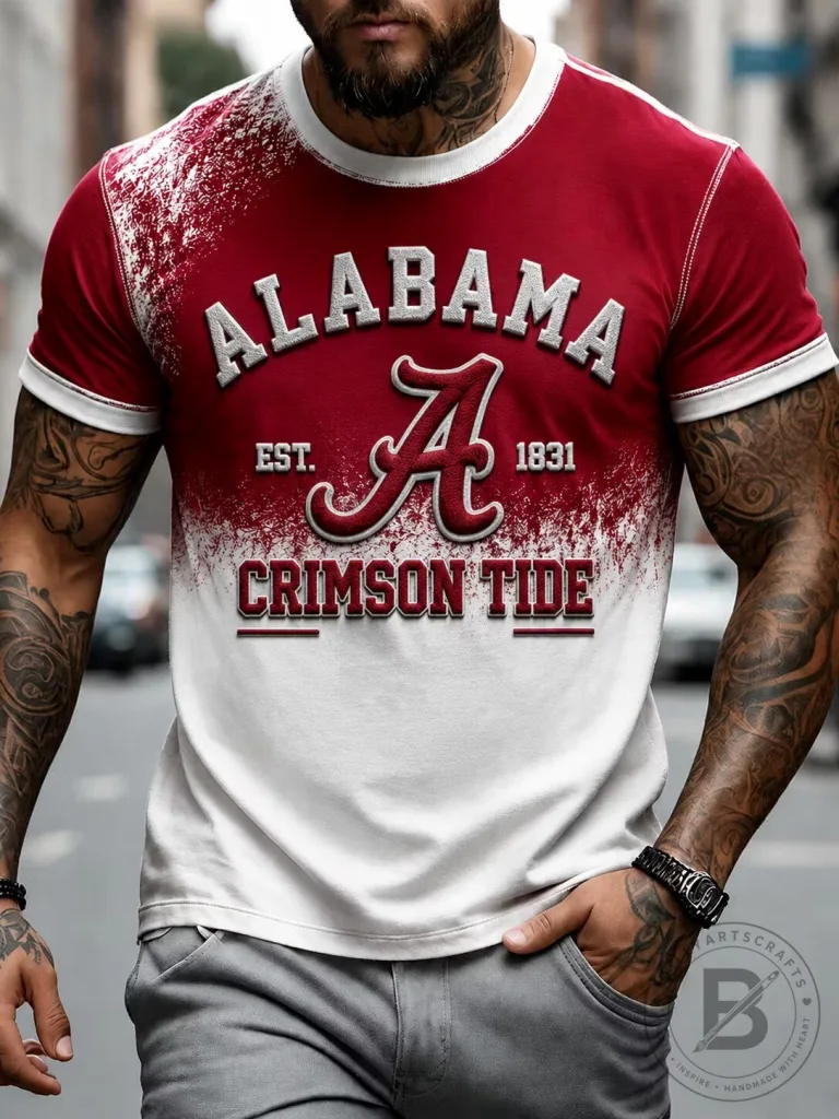 Alabama Crimson Tide Established 1831 Distressed Red and White T-Shirt