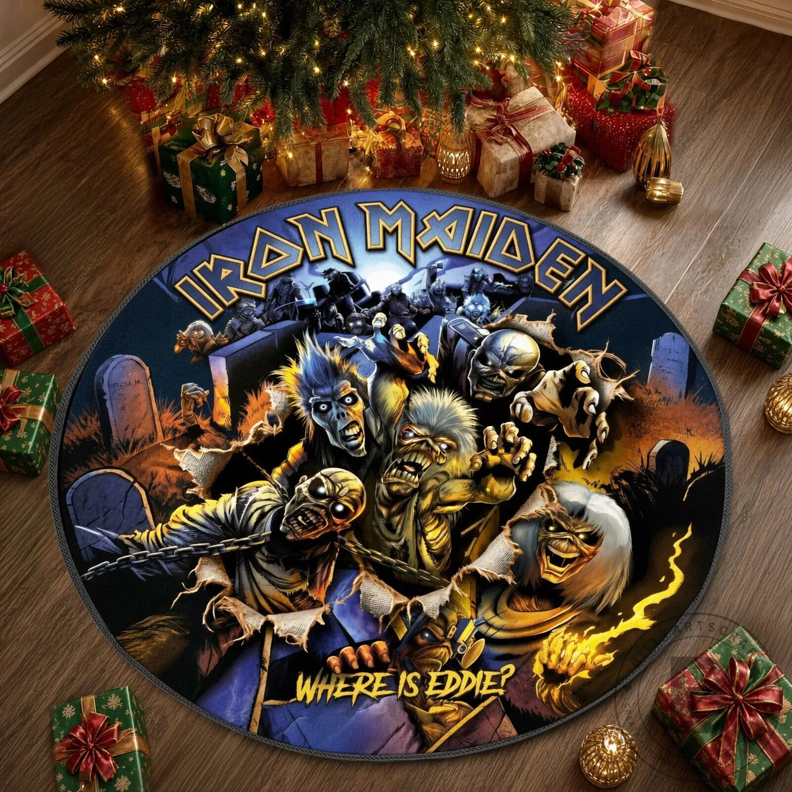 Iron Maiden Where Is Eddie Round Floor Rug