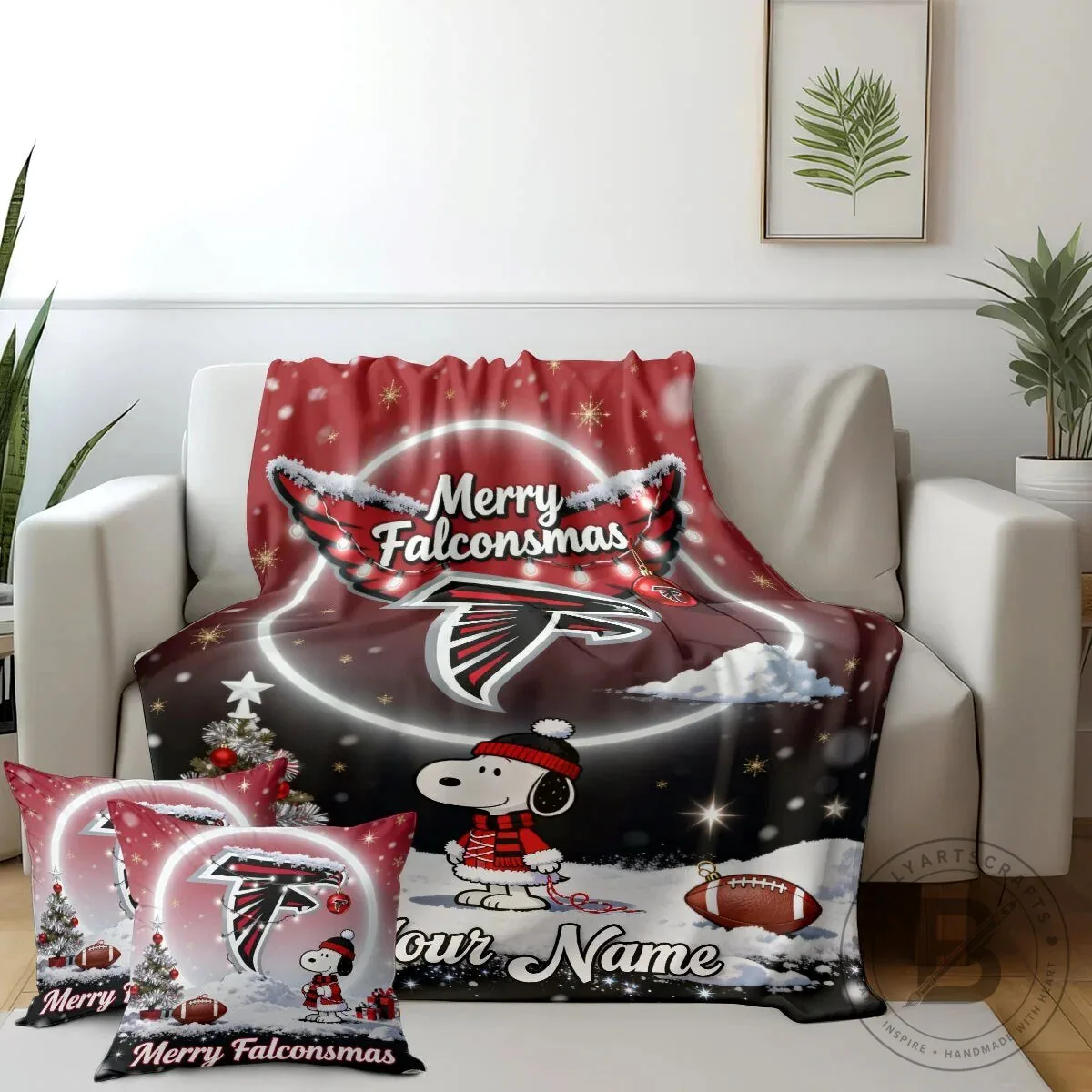 Atlanta Falcons vs Snoopy Merry Falconsmas Christmas Fleece Blanket