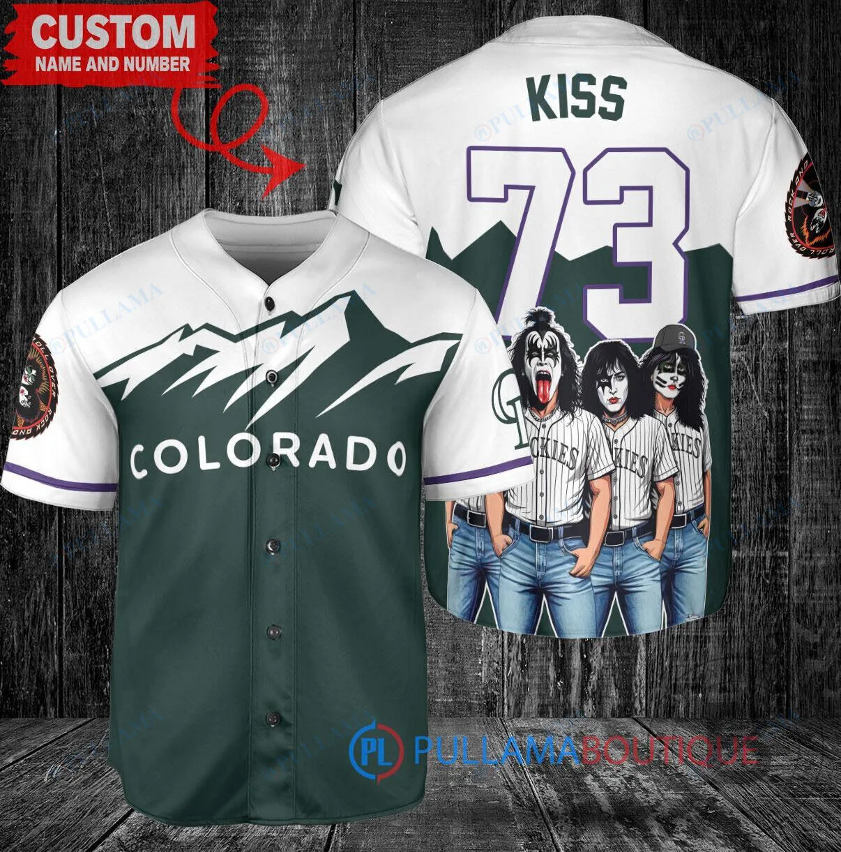 Colorado Rockies Baseball Team KISS Band World Series Trophy Baseball Jersey