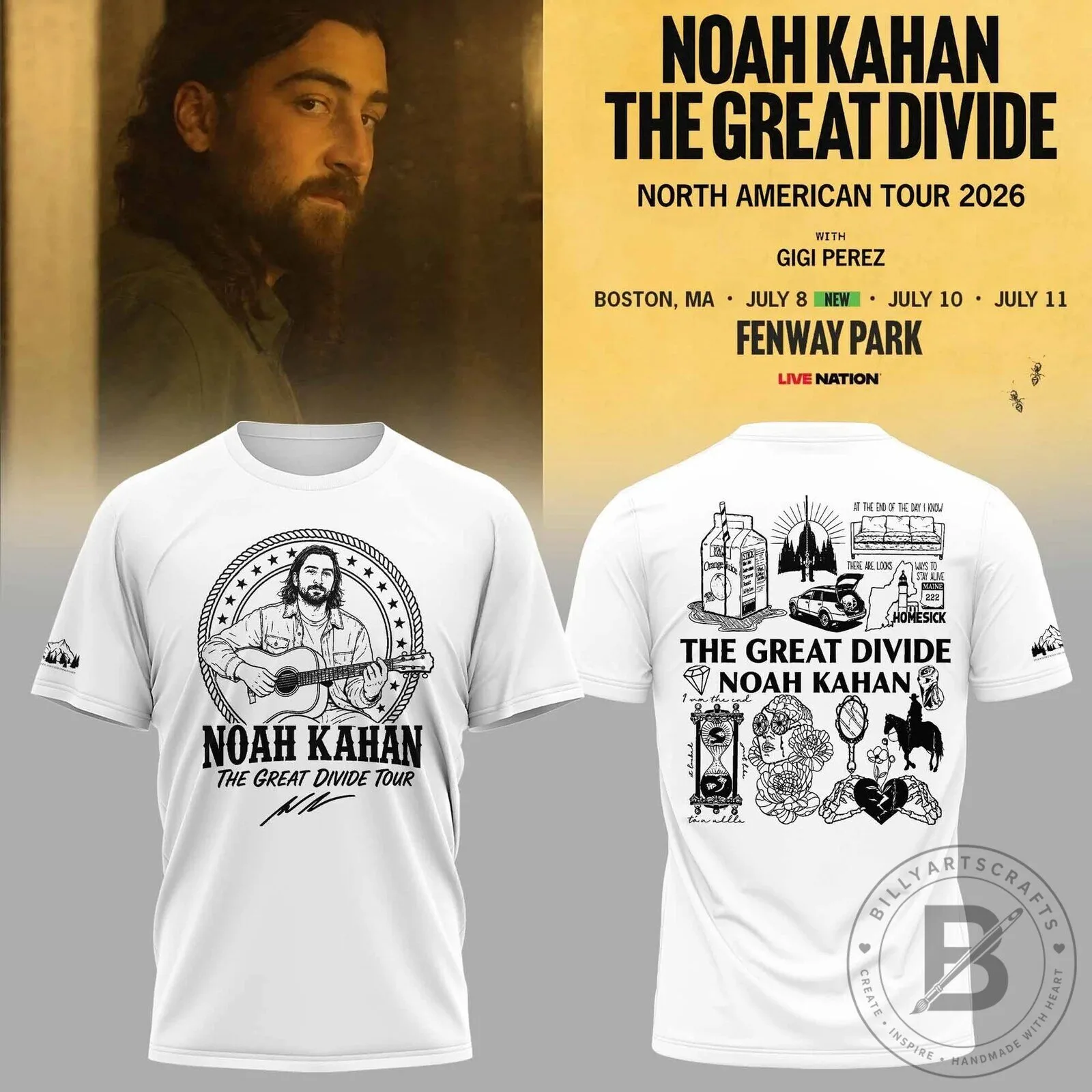 Noah Kahan The Great Divide Tour 2026 Concert T-Shirt