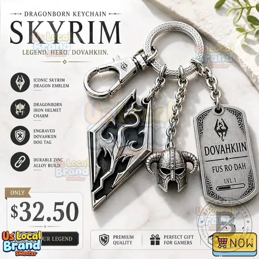 Skyrim Dragonborn Helmet Dovahkiin Zinc Alloy Keychain