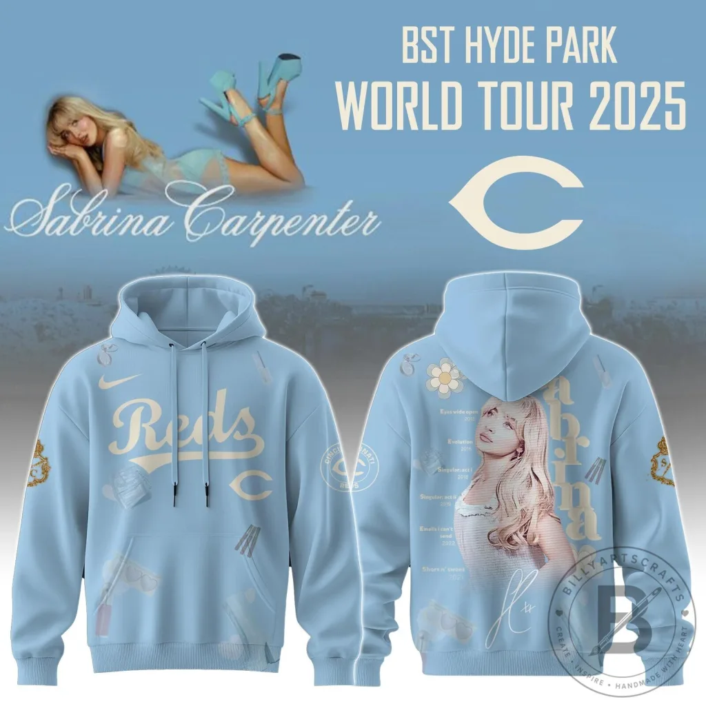 Sabrina Carpenter Cincinnati Reds Short 'n' Sweet World Tour 2025 Hoodie Sabrina Carpenter Cincinnati Reds Short 'n' Sweet World Tour 2025 Hoodie