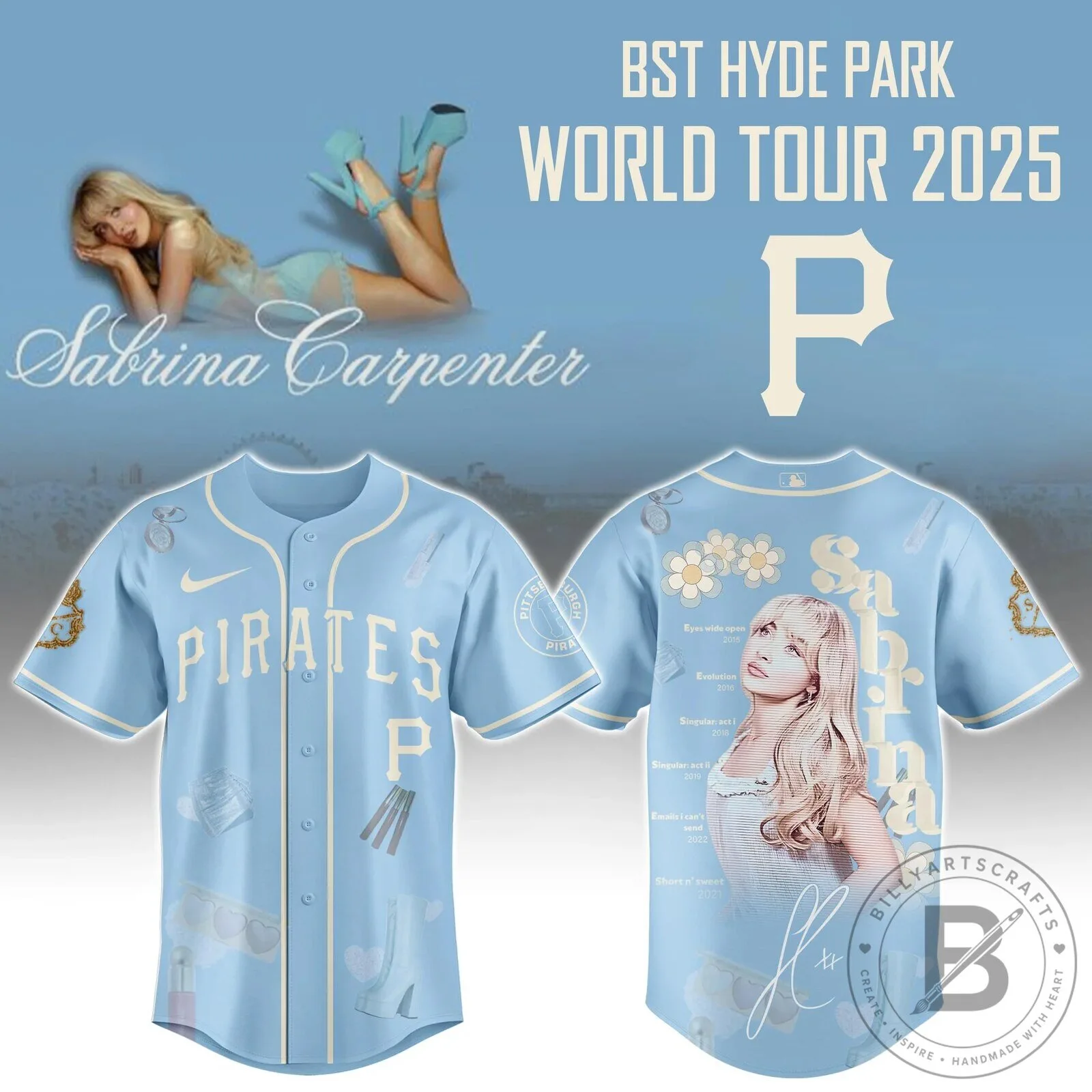 Sabrina Carpenter Pittsburgh Pirates World Tour 2025 Baseball Jersey