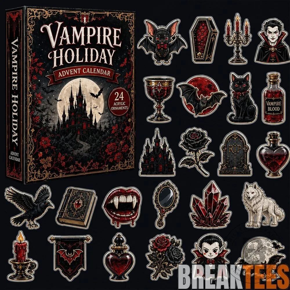 Vampire Holiday Halloween Advent Calendar with 24 Acrylic Ornaments