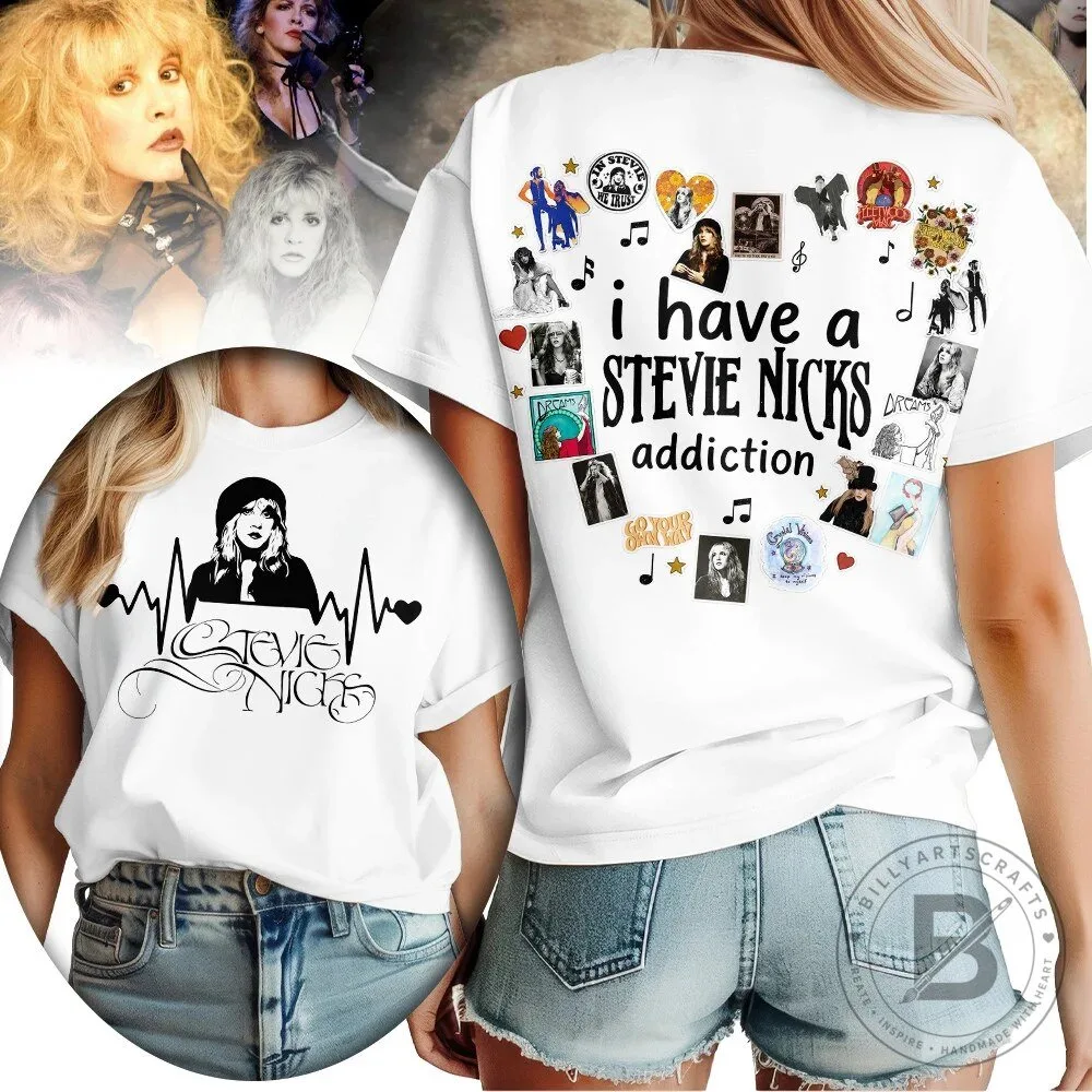 Fleetwood Mac Stevie Nicks Heart Collage Graphic Print T-Shirt for Women