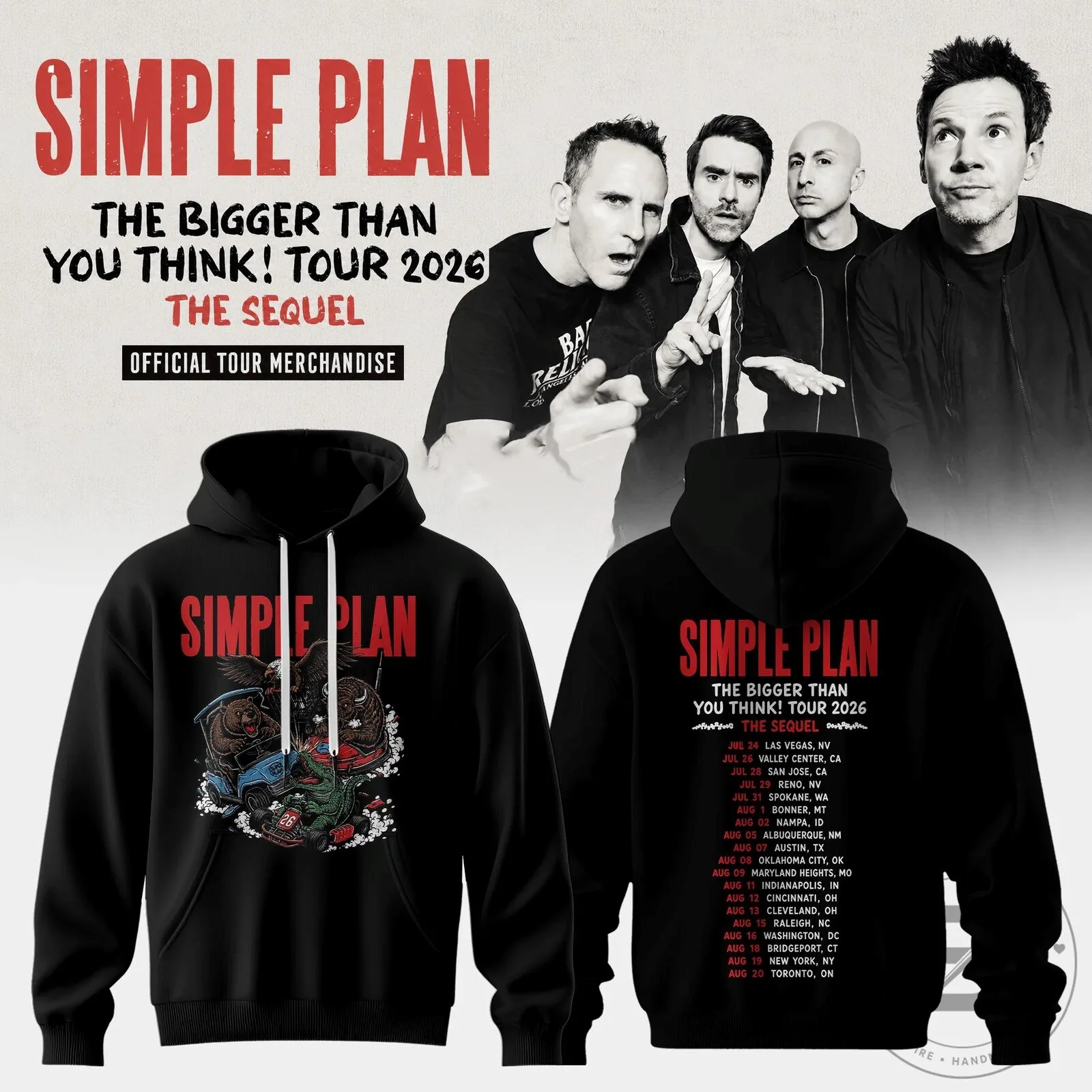 Hoodie for The Sequel Tour 2026 by Simple Plan: Bigger Than You Think Edition 2 Hoodie for The Sequel Tour 2026 by Simple Plan: Bigger Than You Think Edition