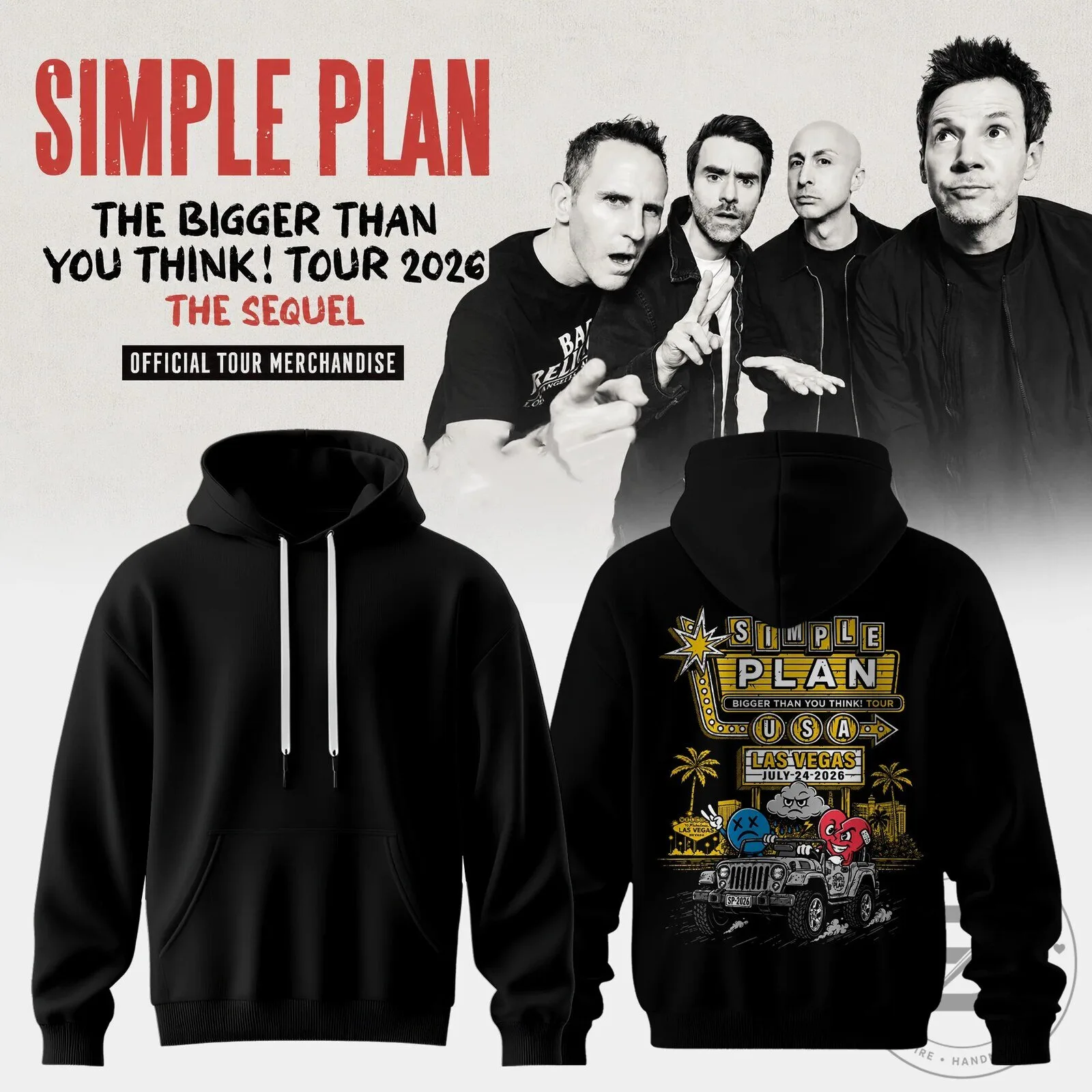 Simple Plan The Bigger Than You Think Tour 2026 The Sequel Black Hoodie