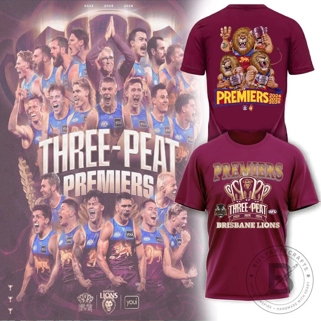 Brisbane Lions Australian Football League Grand Final Premiers Three-Peat T-Shirt