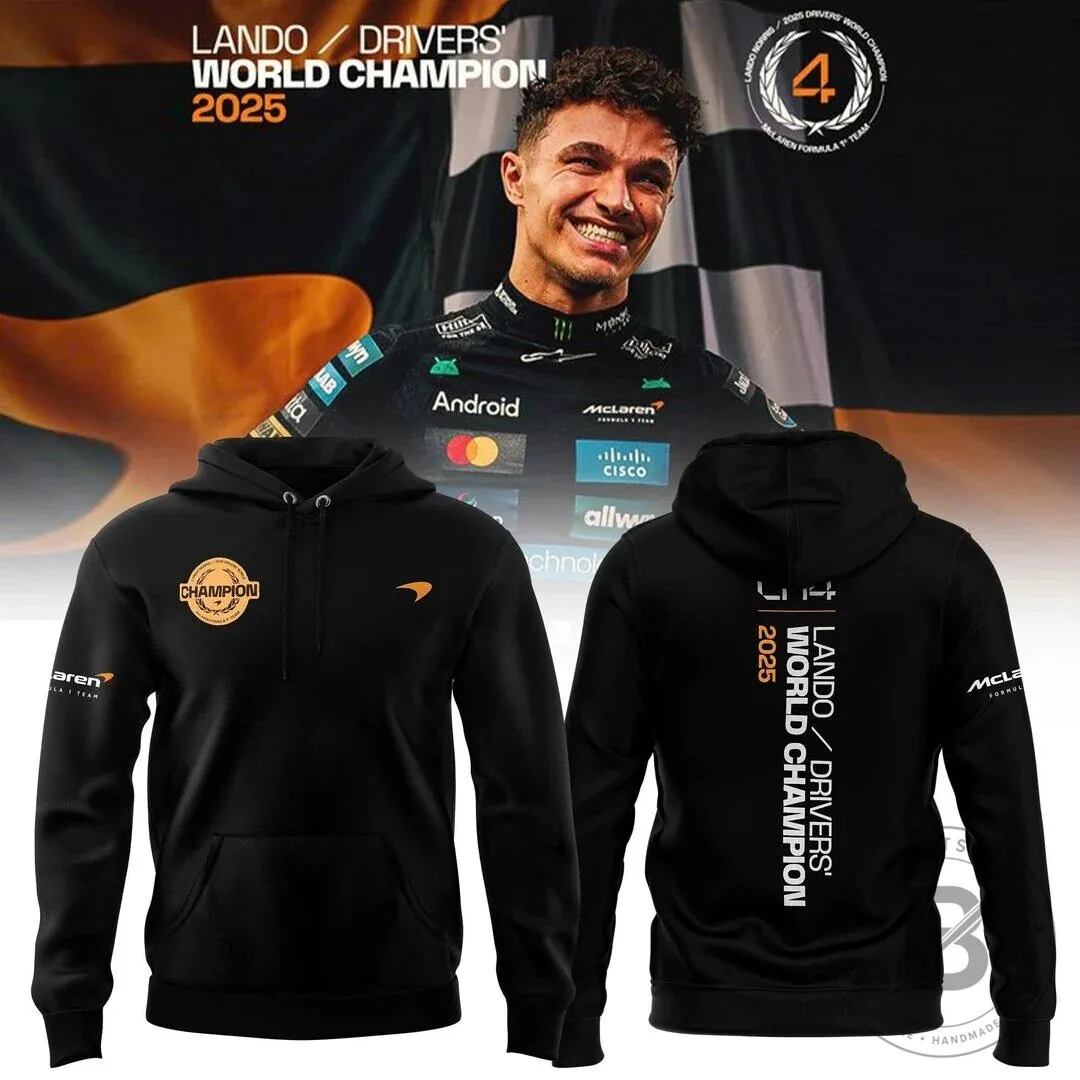 Lando Norris 2025 Drivers World Champion McLaren Formula 1 Racing Hoodie