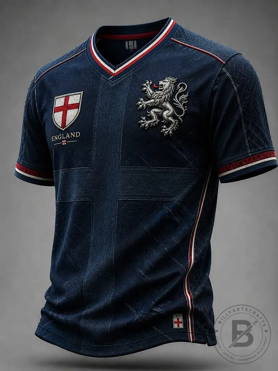 England Football Lion Crest Men's Short Sleeve Soccer Jersey