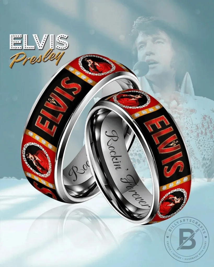 Elvis Presley Rockin' Forever Music Band Stainless Steel Ring