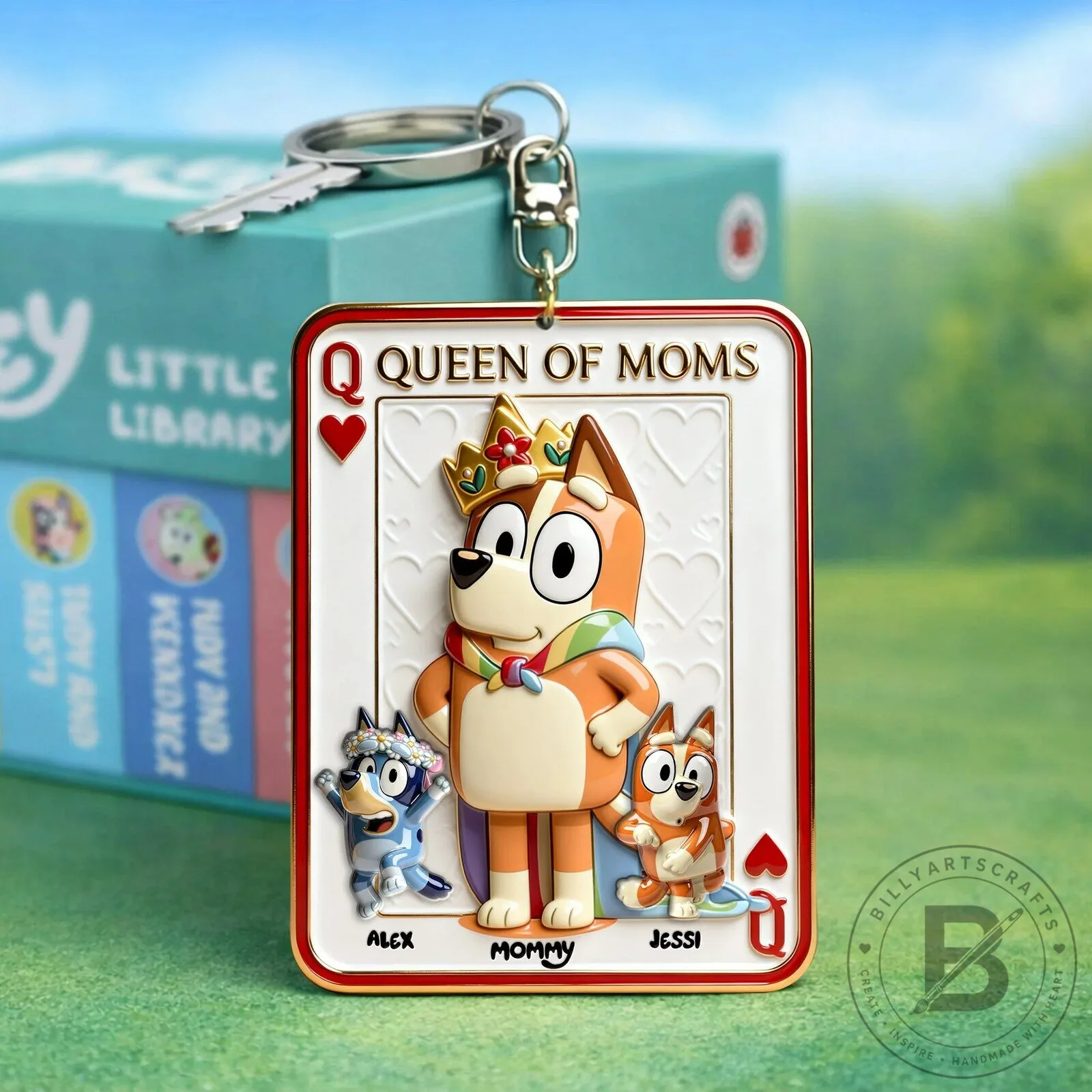 Bluey Queen of Moms Bingo and Family Personalized Mother's Day Keychain 10 Bluey Queen of Moms Bingo and Family Personalized Mother