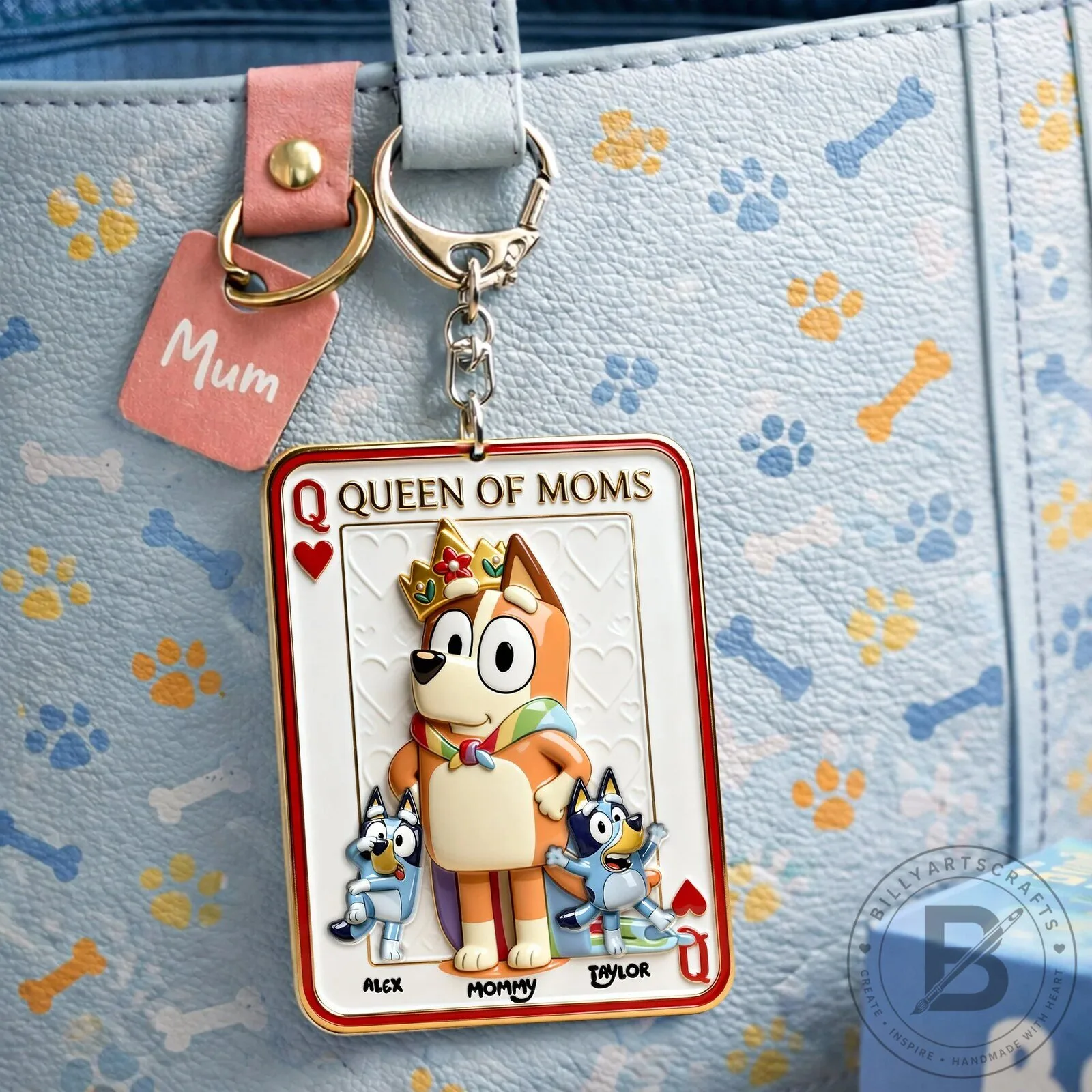 Bluey Queen of Moms Bingo and Family Personalized Mother's Day Keychain 11 Bluey Queen of Moms Bingo and Family Personalized Mother