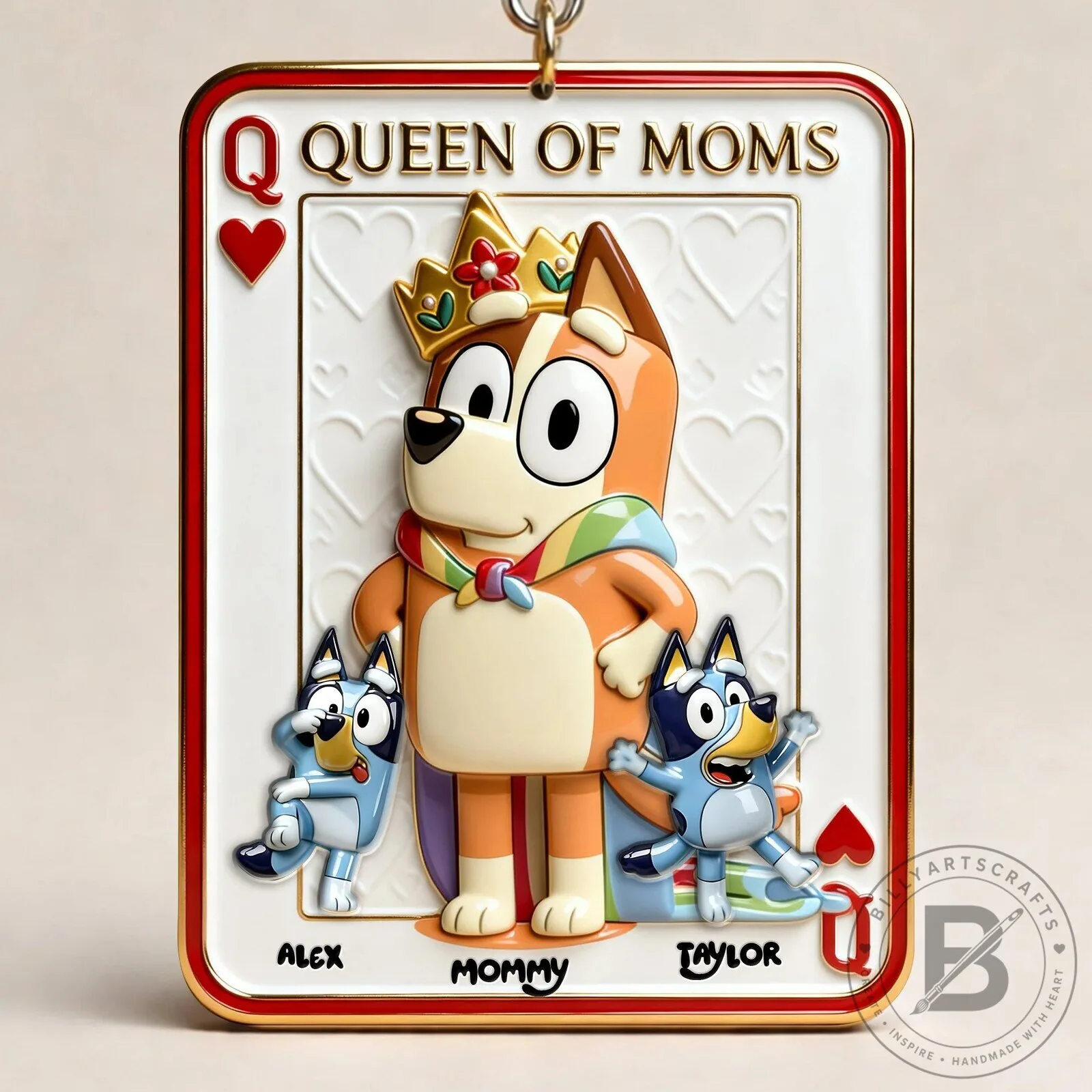 Bluey Queen of Moms Bingo and Family Personalized Mother's Day Keychain 13 Bluey Queen of Moms Bingo and Family Personalized Mother