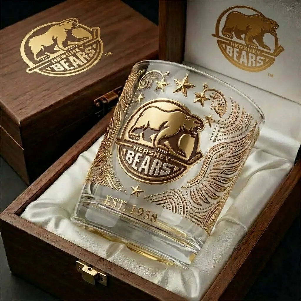Hershey Bears Hockey Team Gold Edition Whiskey Glass