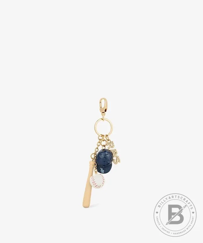 Tampa Bay Rays Baseball Bat Ball Cap Charm Keychain