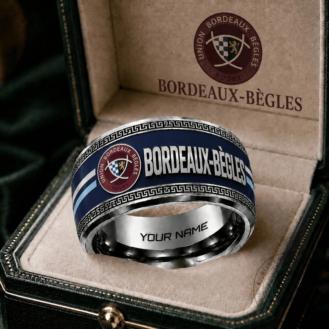 Union Bordeaux Bègles Rugby Team Custom Name Ring for Men