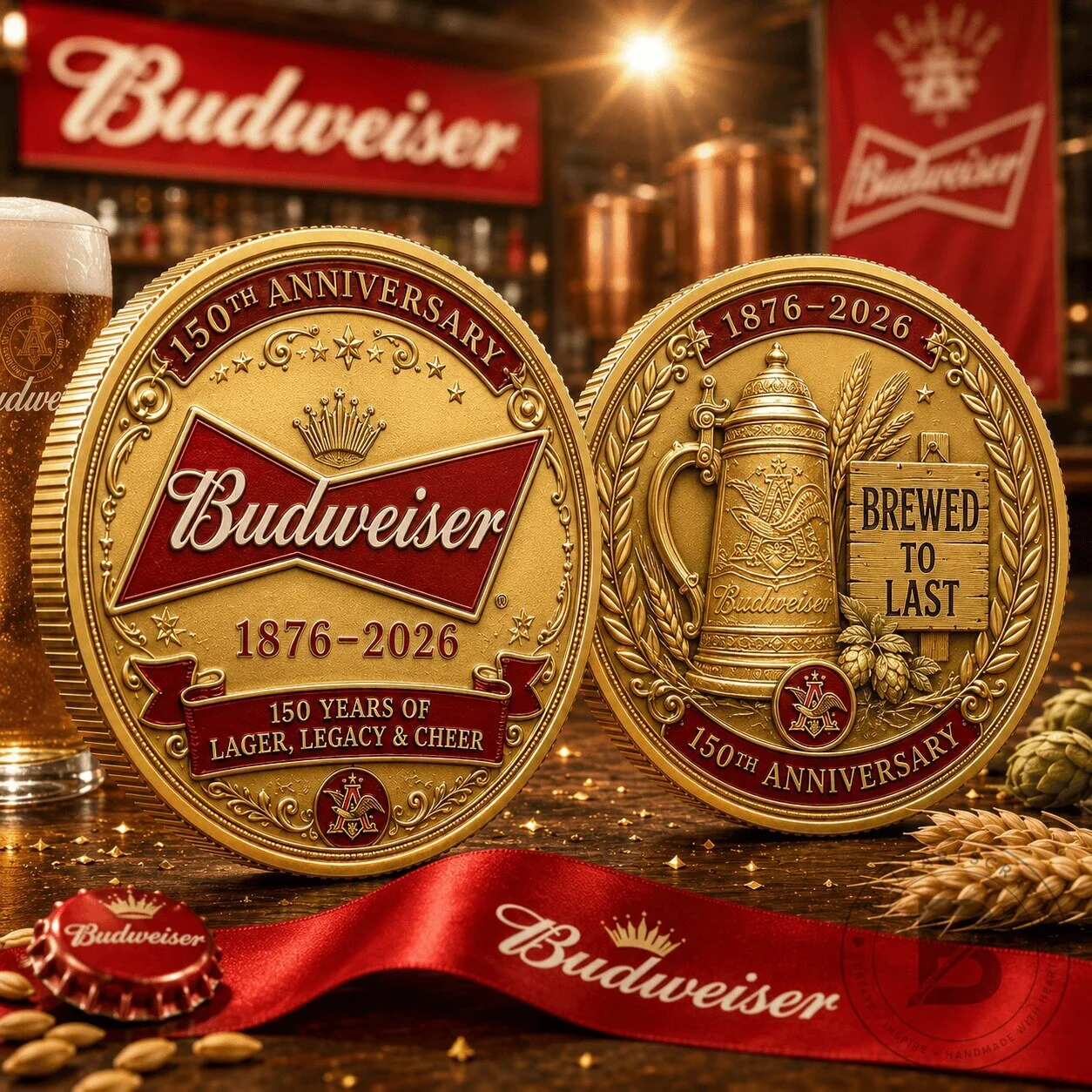 Commemorative Gold Coin for Beer Collectors - Budweiser's 150th Anniversary Edition