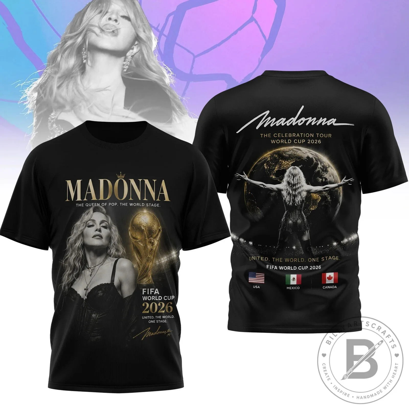 Madonna The Celebration Tour FIFA World Cup 2026 Black T-Shirt