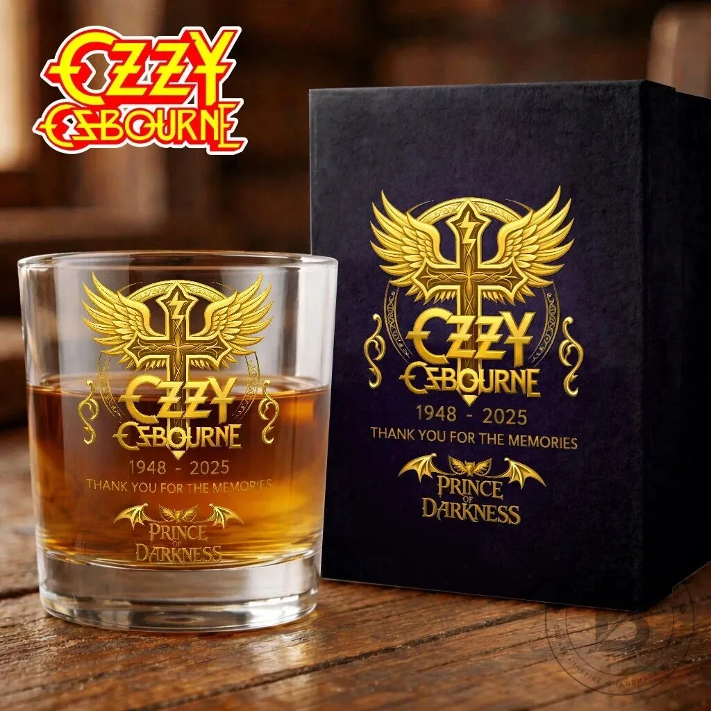 Thank You For The Memories Ozzy Osbourne Drinking Glass - Prince of Darkness Design