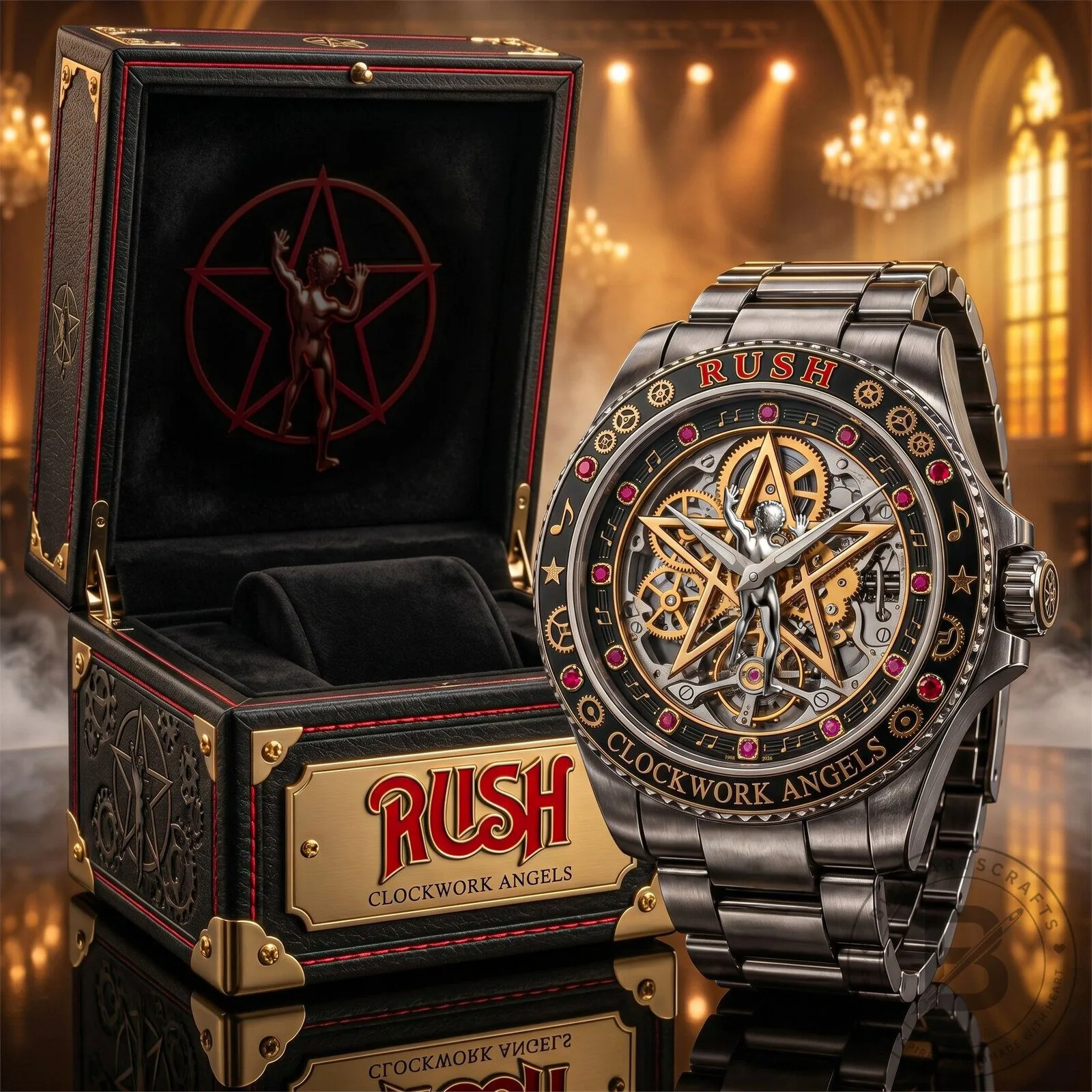 Rush Clockwork Angels Album Cover Art Men's Stainless Steel Watch