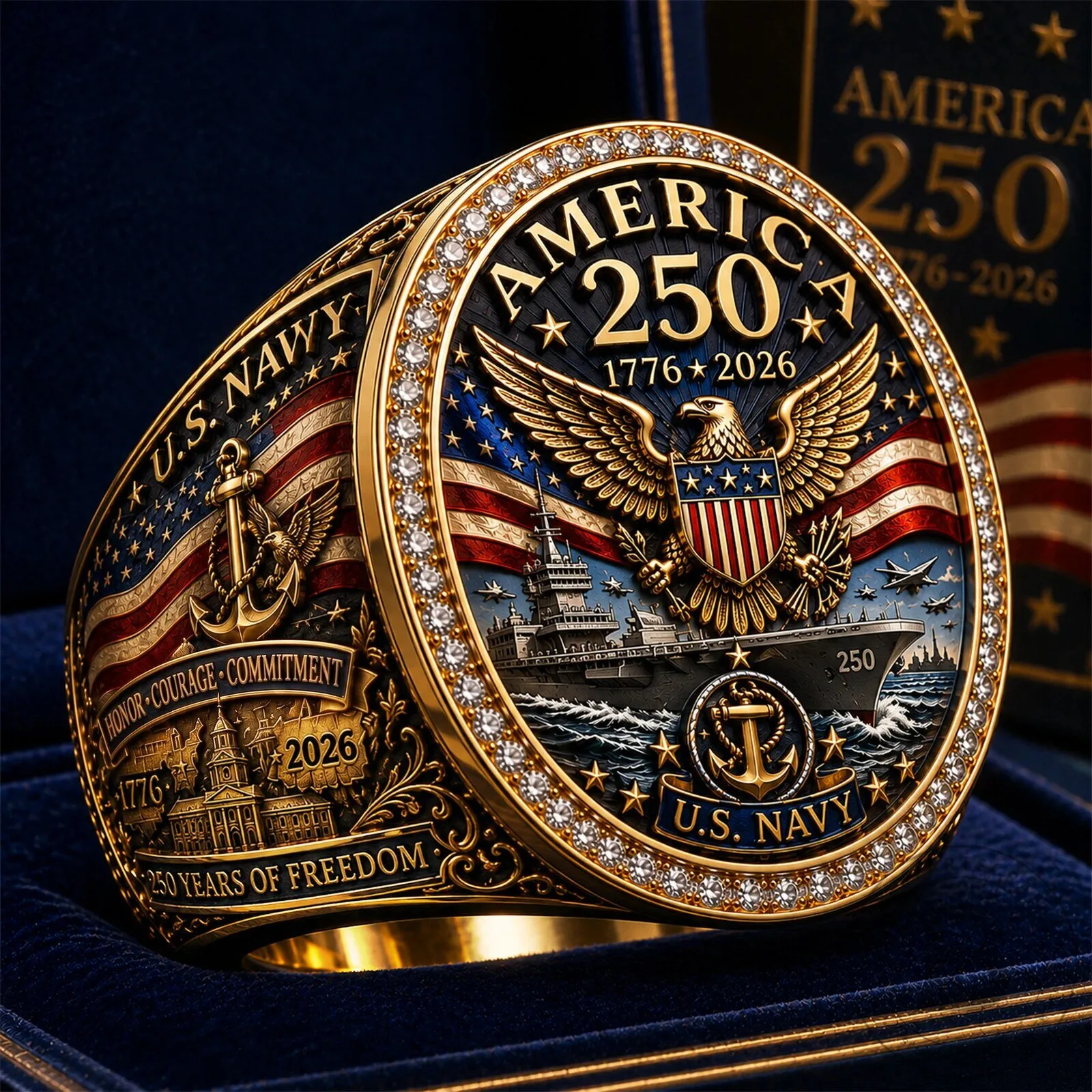 America 250th Anniversary United States Navy Commemorative Ring