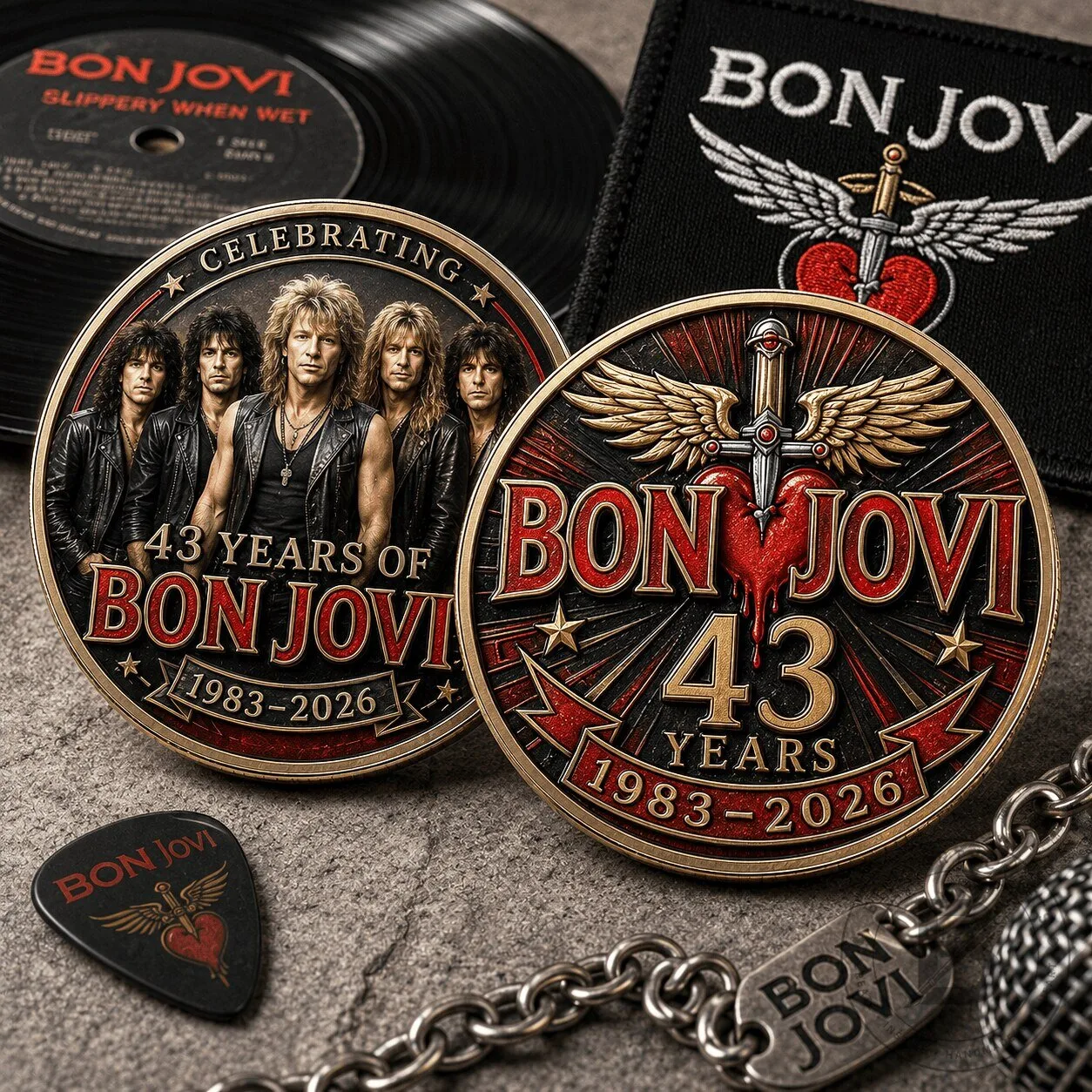 Bon Jovi 43rd Anniversary Commemorative Challenge Coin 1983-2026