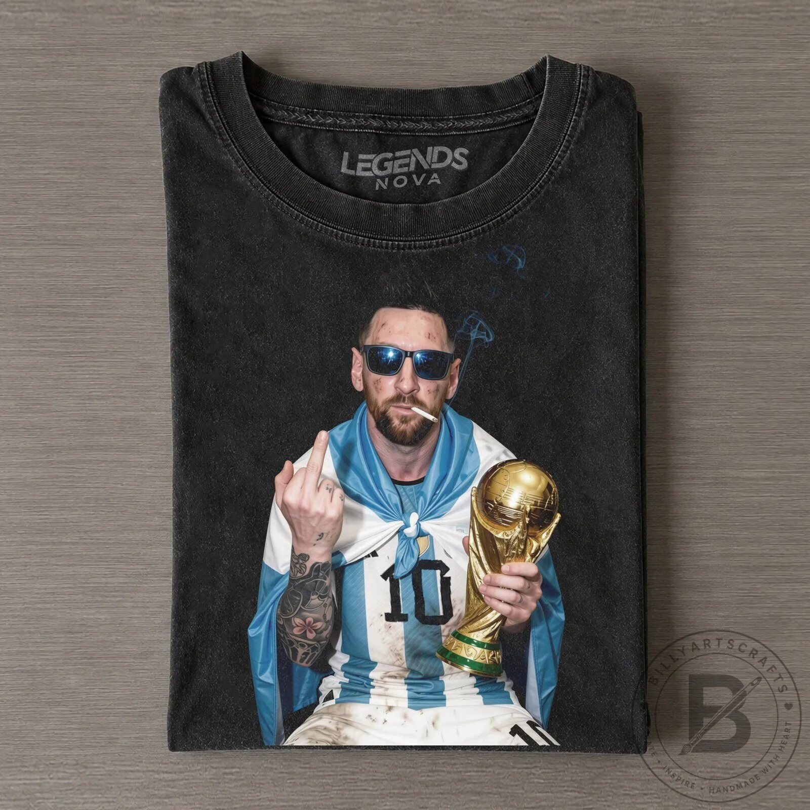 Lionel Messi World Cup Champion Middle Finger Smoking T-Shirt