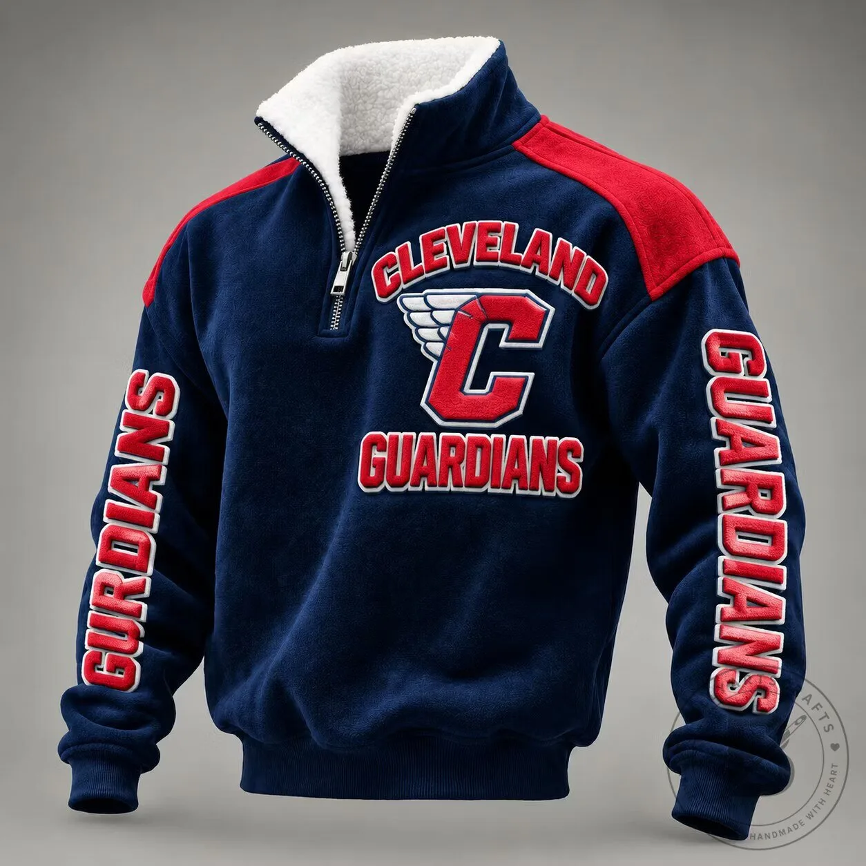 Cleveland Guardians Baseball Team Quarter-Zip Fleece Pullover Sweatshirt
